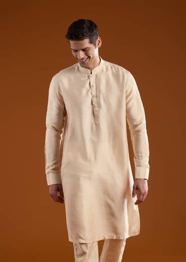 Gold Blush Duo – Banarasi Lehenga For Her And Jacket Kurta Set For Him