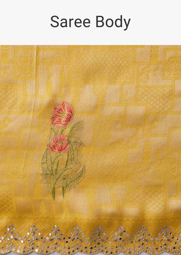 Yellow Jacquard Silk Woven Saree with Unstitched Blouse