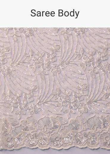 Pink Net Floral Jaal Cutdana Work Saree with Unstitched Blouse