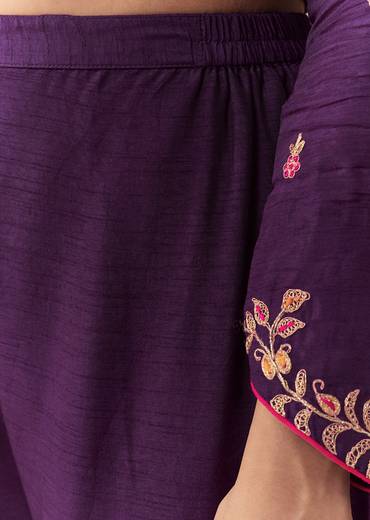 Purple Zari Embellished Anarkali Set