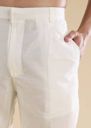 Beige Floral Coordinated Look – Crepe Zari Kurta Set For Her And Beige Embroidered Kurta Set For Him