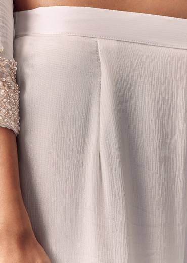 Classic White Twin Style – Cut Dana Kurta Palazzo Set For Her And White Linen Embroidered Kurta Set For Him