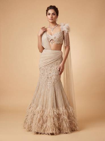 Gold Contemporary Bridal Lehenga With Sculpted Corset Regal Flair