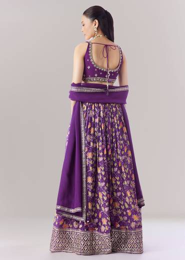 Purple Floral Printed Lehenga
