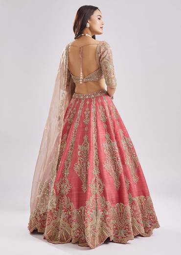 Pastel Grace — Scalloped Lehenga For Her And Tussar Sherwani For Him