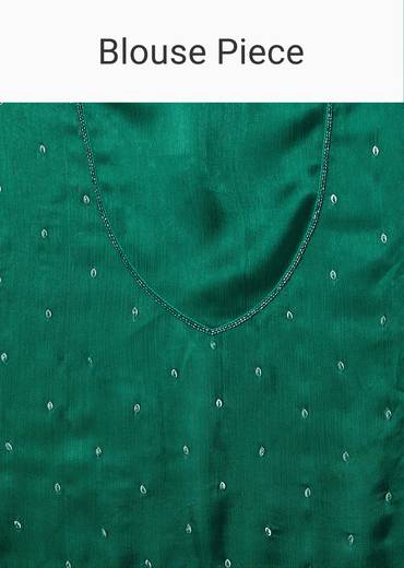 Green Chinon Saree With Cut Dana And Sequin Jaal Embroidery