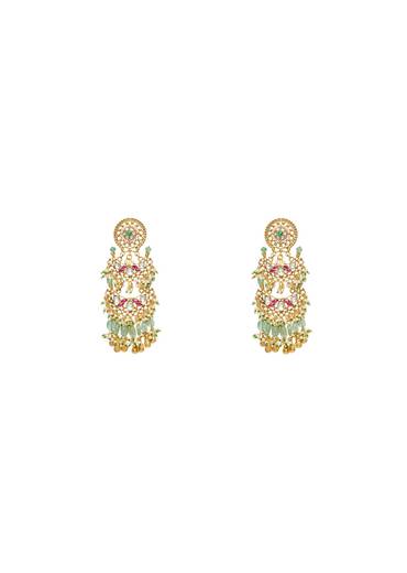 Mint Green And Rani Pink Kundan Necklace Set
