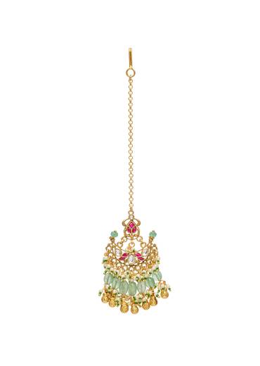 Mint Green And Rani Pink Kundan Necklace Set