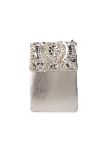 Silver Mirror Embellished Flap Bag