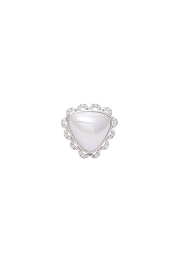 Silver Tone Oval Stone Solitaire Style Ring