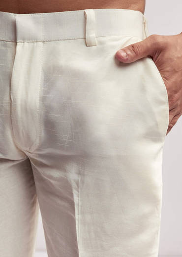 Sky Blue Silk Kurta Jacket Set For Men With Hand Embroidery