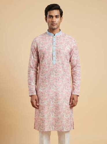 Soft Pink Textured Kurta Set