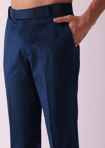 Velvet Blue Printed Indo Western Set