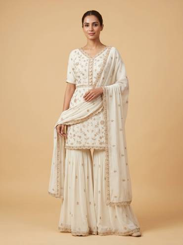 White Anarkali Suit