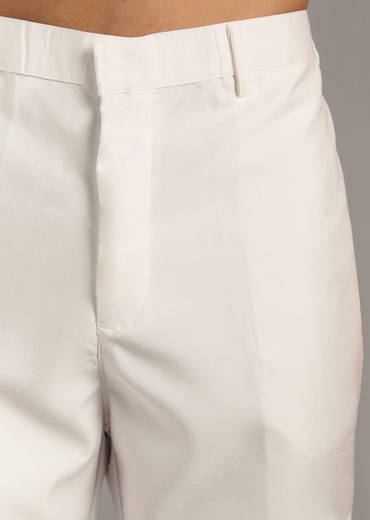 White And Blue Silk Groomsman Sherwani With Mirror Work