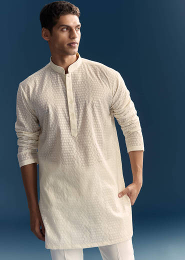 White Jodhpuri Suit For Men With Floral Hand Embroidery