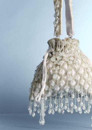 White Potli With Bead Work