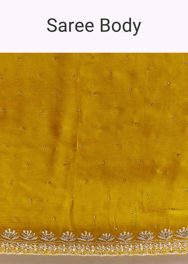 Yellow Chinon Saree With Stone And Sequin Embroidery