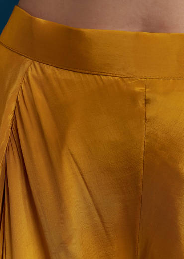 Yellow Crop Top Palazzo Set with Floral Print