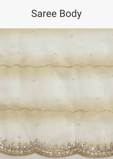 Yellow Shaded Glass Tissue Saree With Cutdana Embroidery And Scallop Border