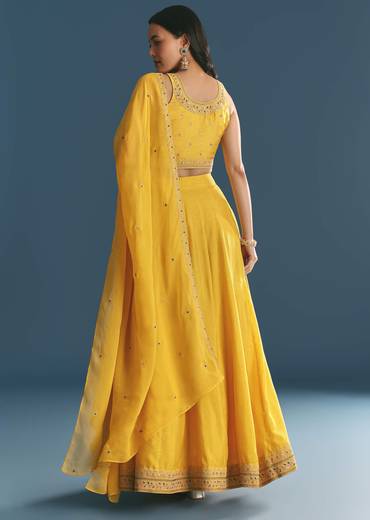 Yellow Silk Lehenga Choli With Zari And Sequins Work