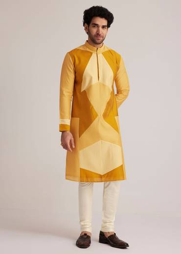 Yellow Abstract Kurta Set