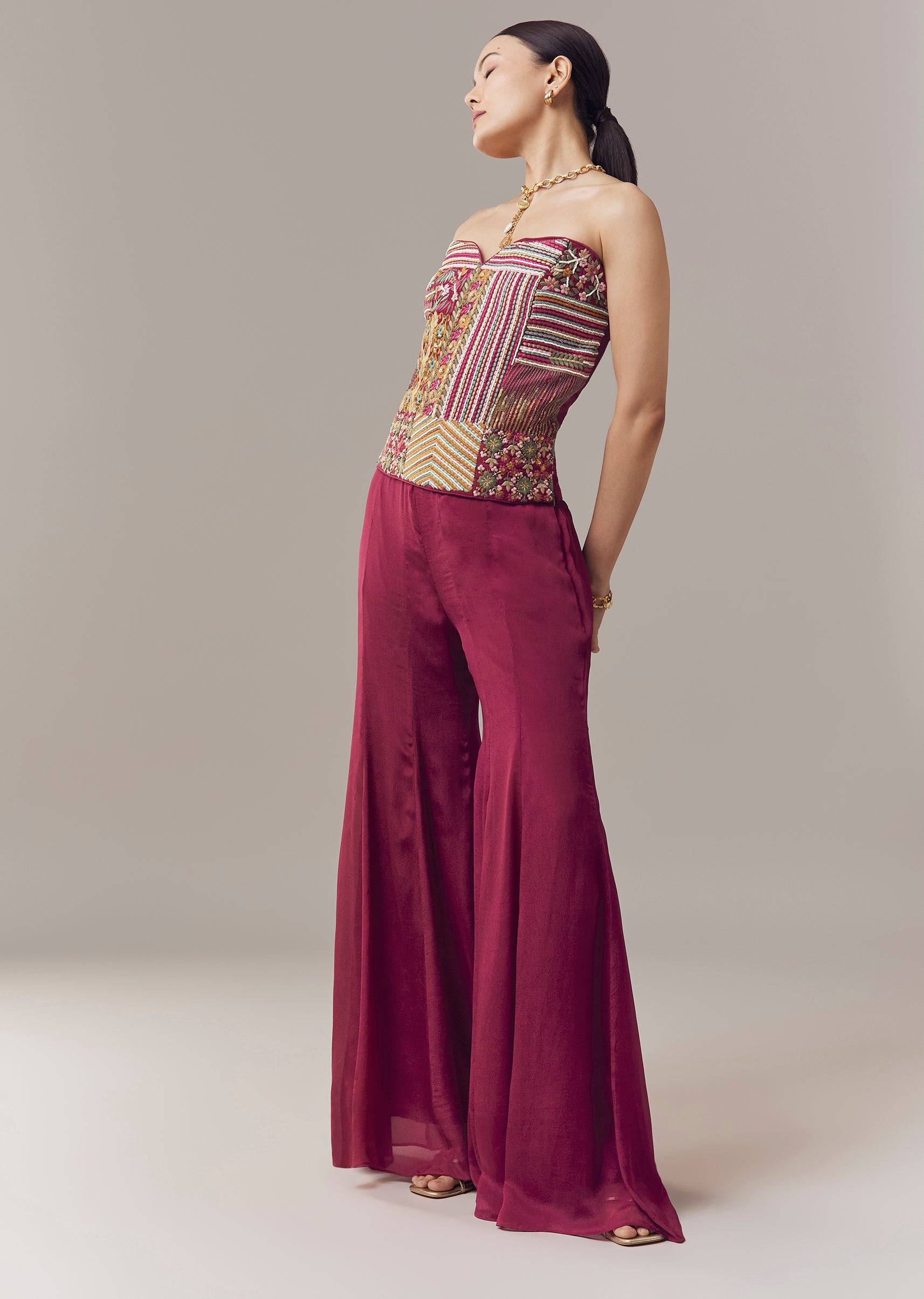 WineCorsetCropTopAndPantsSetWithThreadAndSequins-sg376395-6 5