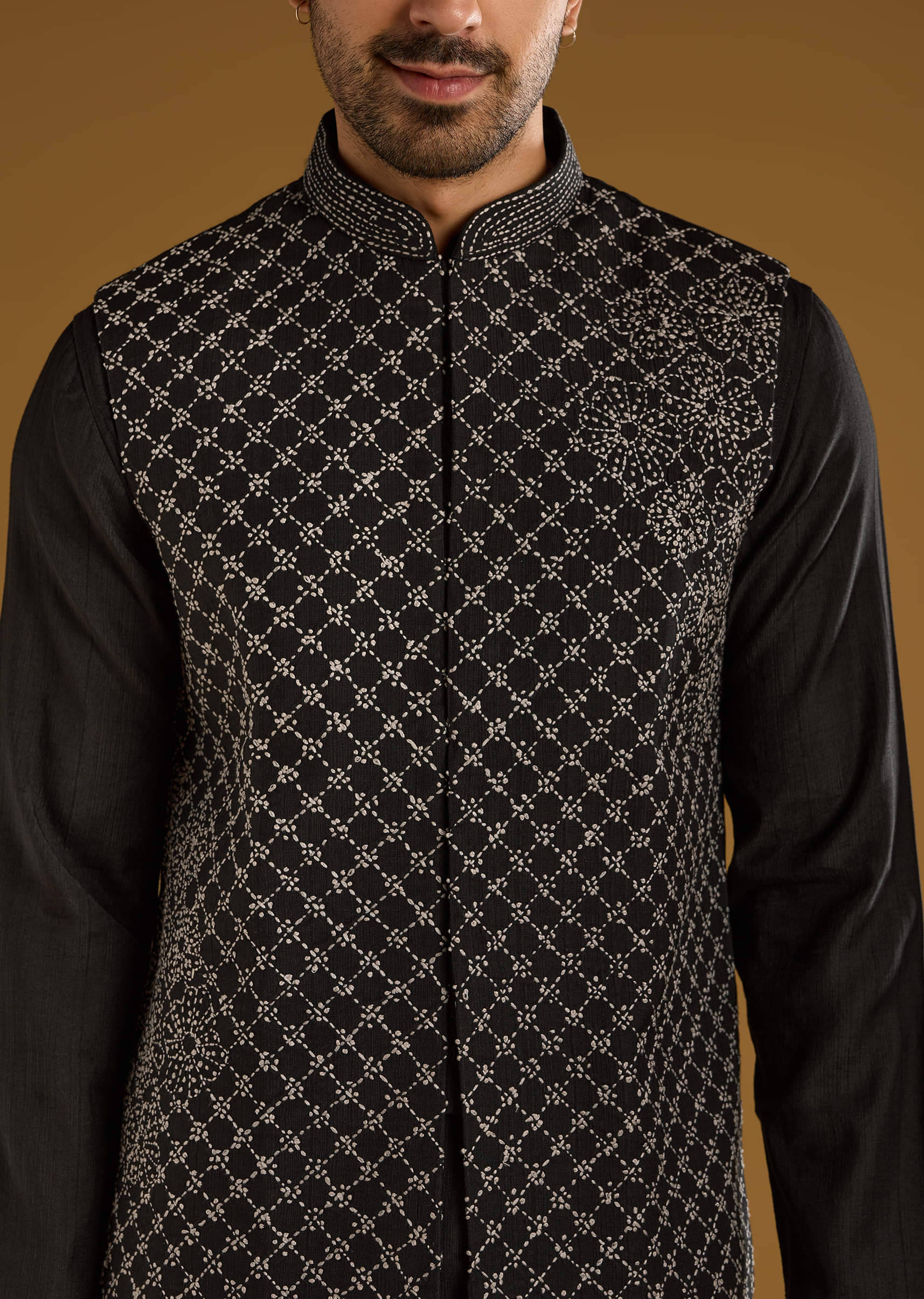 black-kurta-jacket-set-for-men-with-thread-work-sg329047-2