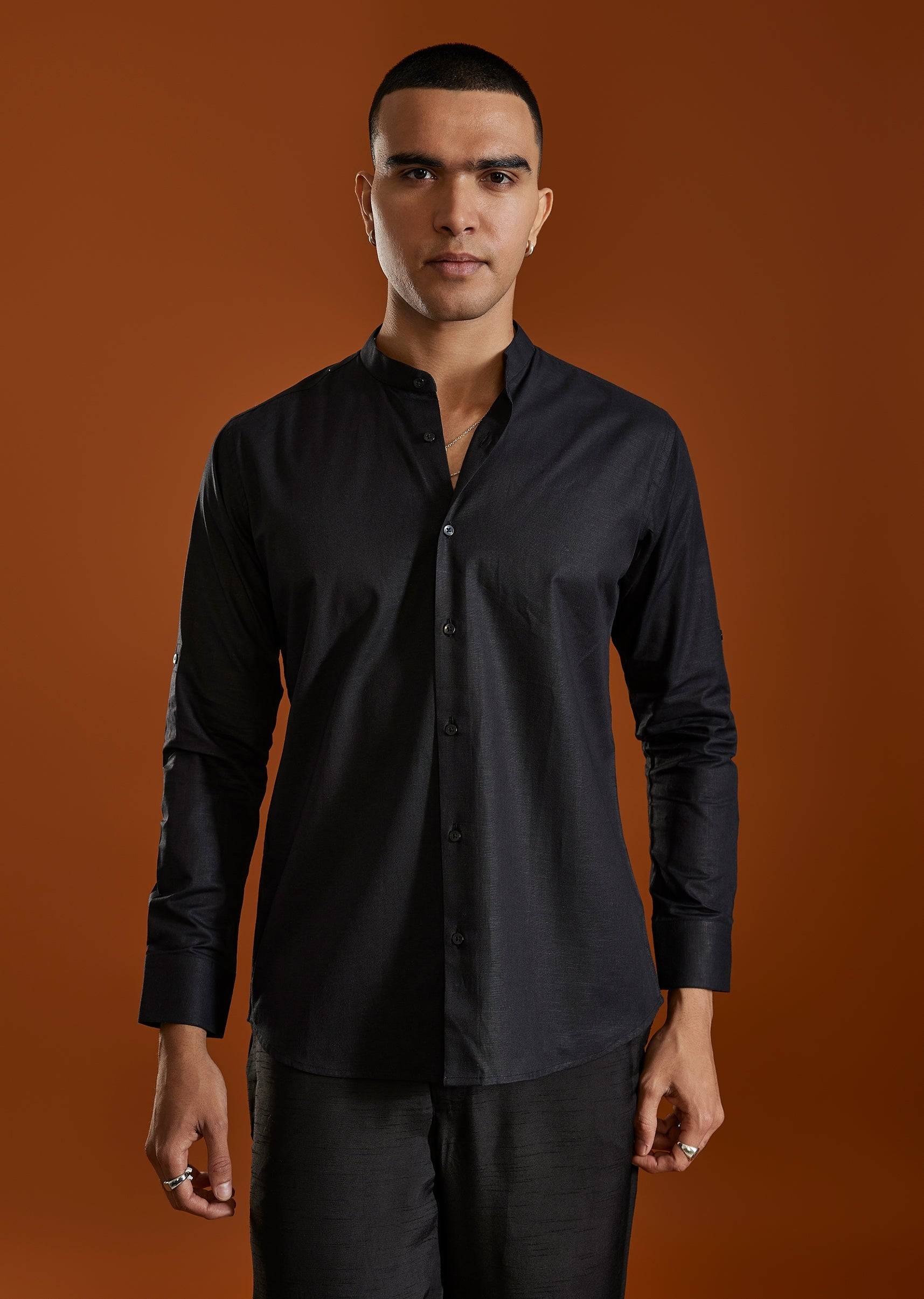 Black Kurta Jacket Set