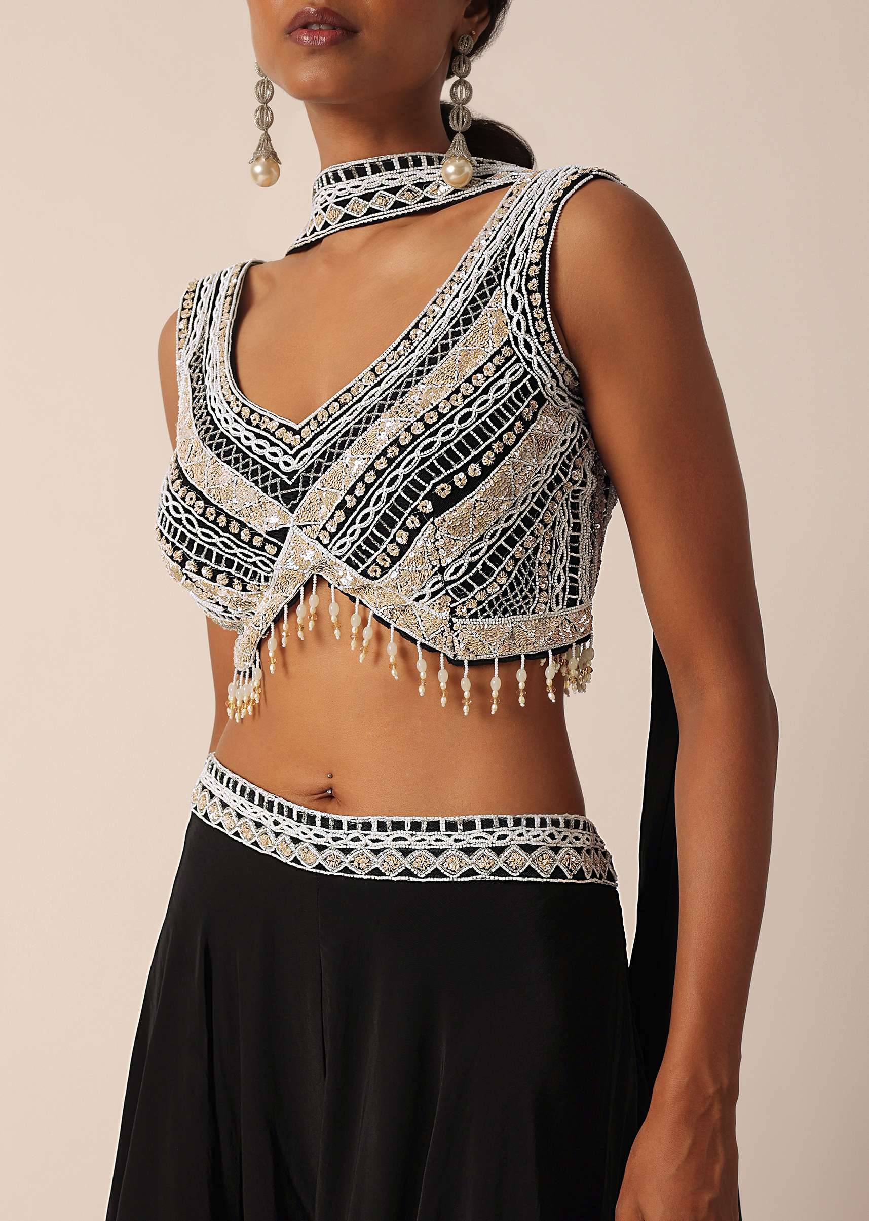 black bead embellished blouse-sg195062 4
