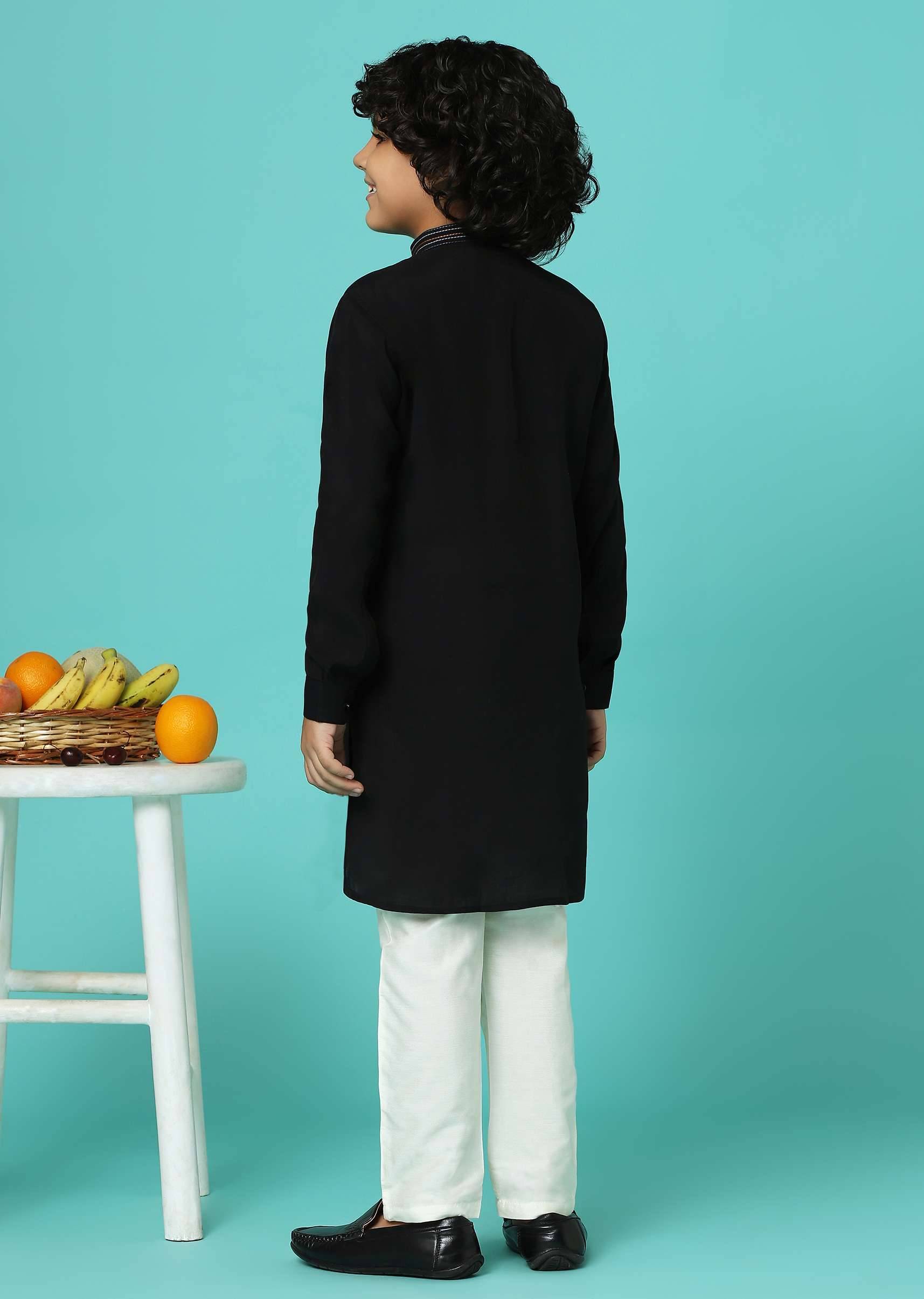 black embroidered kurta-sg159760 2
