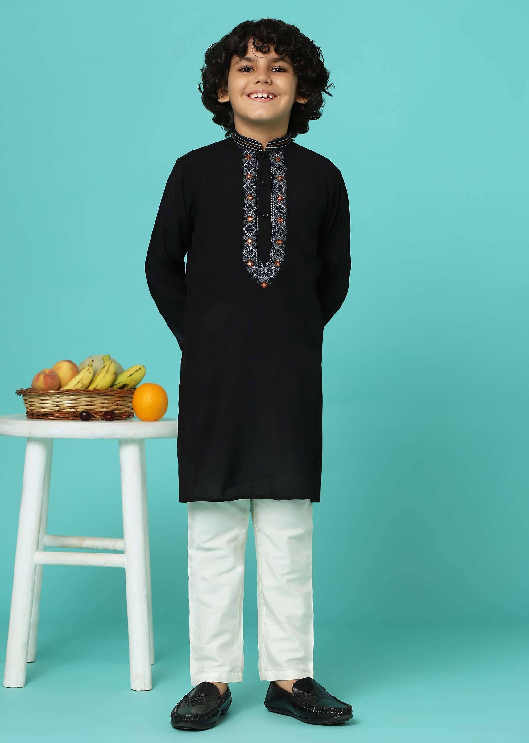 black embroidered kurta-sg159760 6