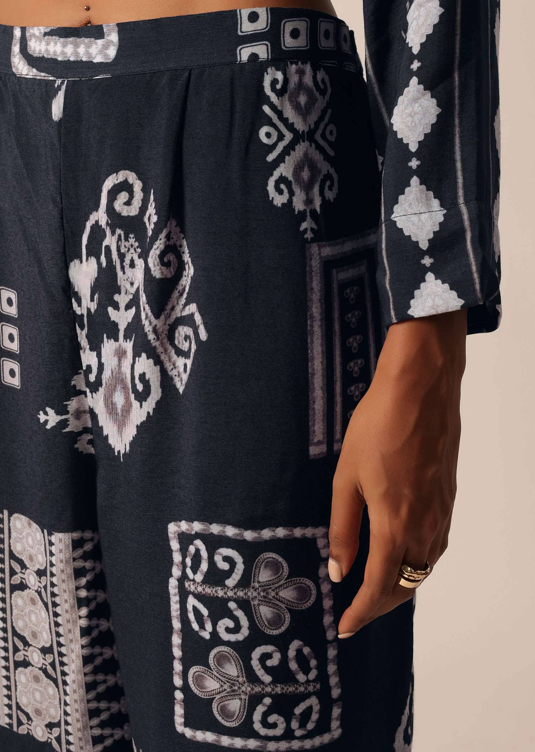 black printed long jacket-sg197649 2