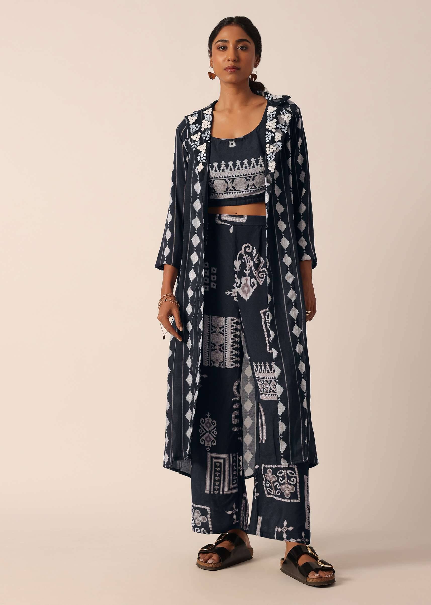 black printed long jacket-sg197649 8