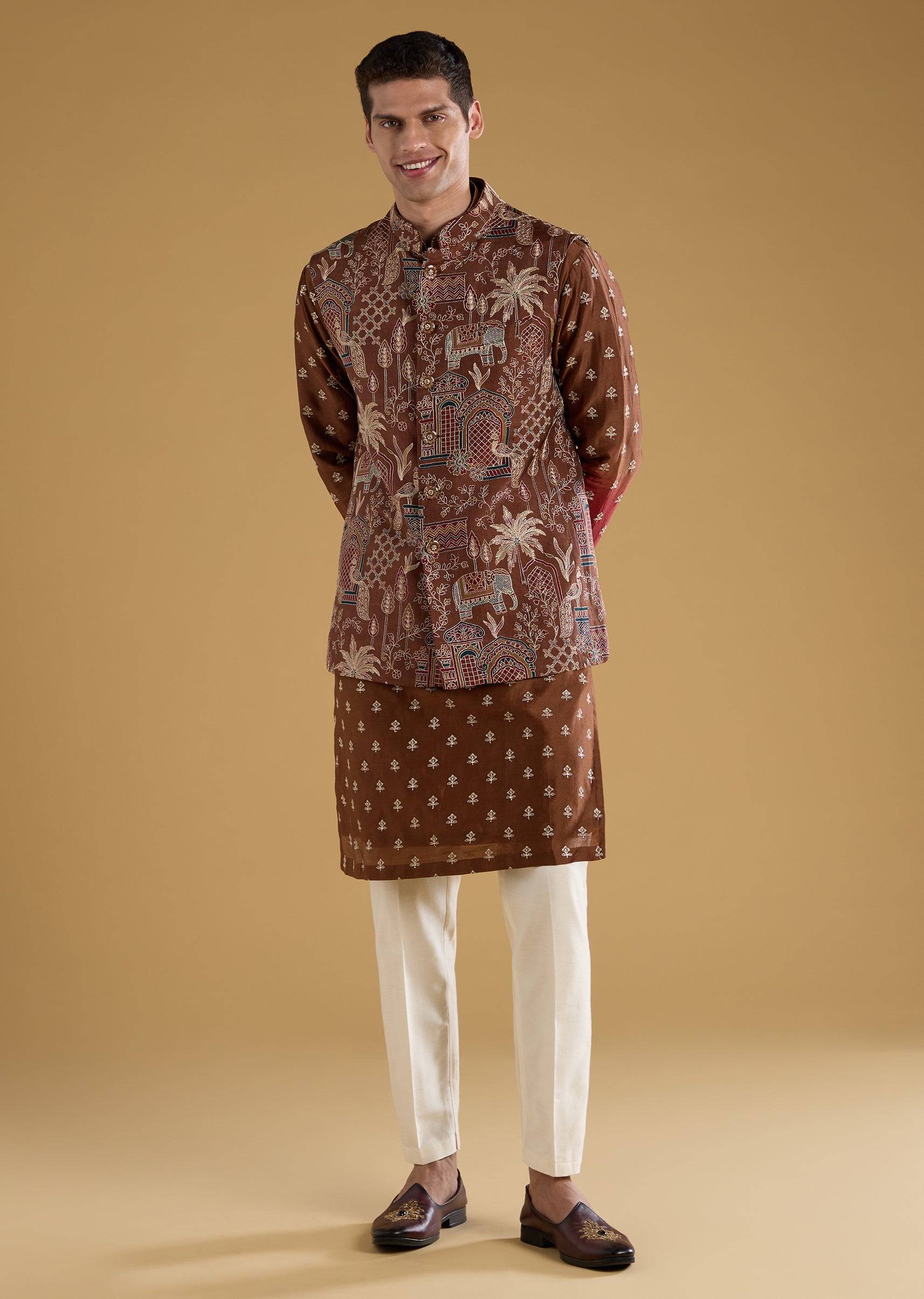 maroon-silk-thread-embroidered-jacket-and-kurta-set-sg367759-3 9c34b507-a797-4dfd-9a8d-46a5b86588cb