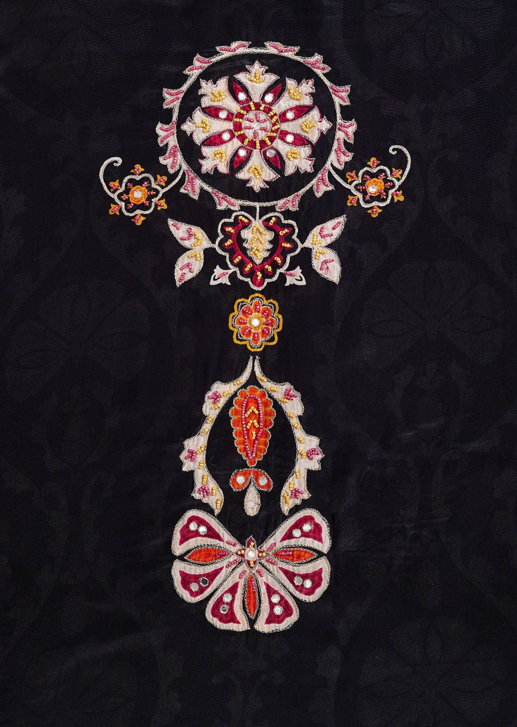 Printed Black Georgette Suit Set