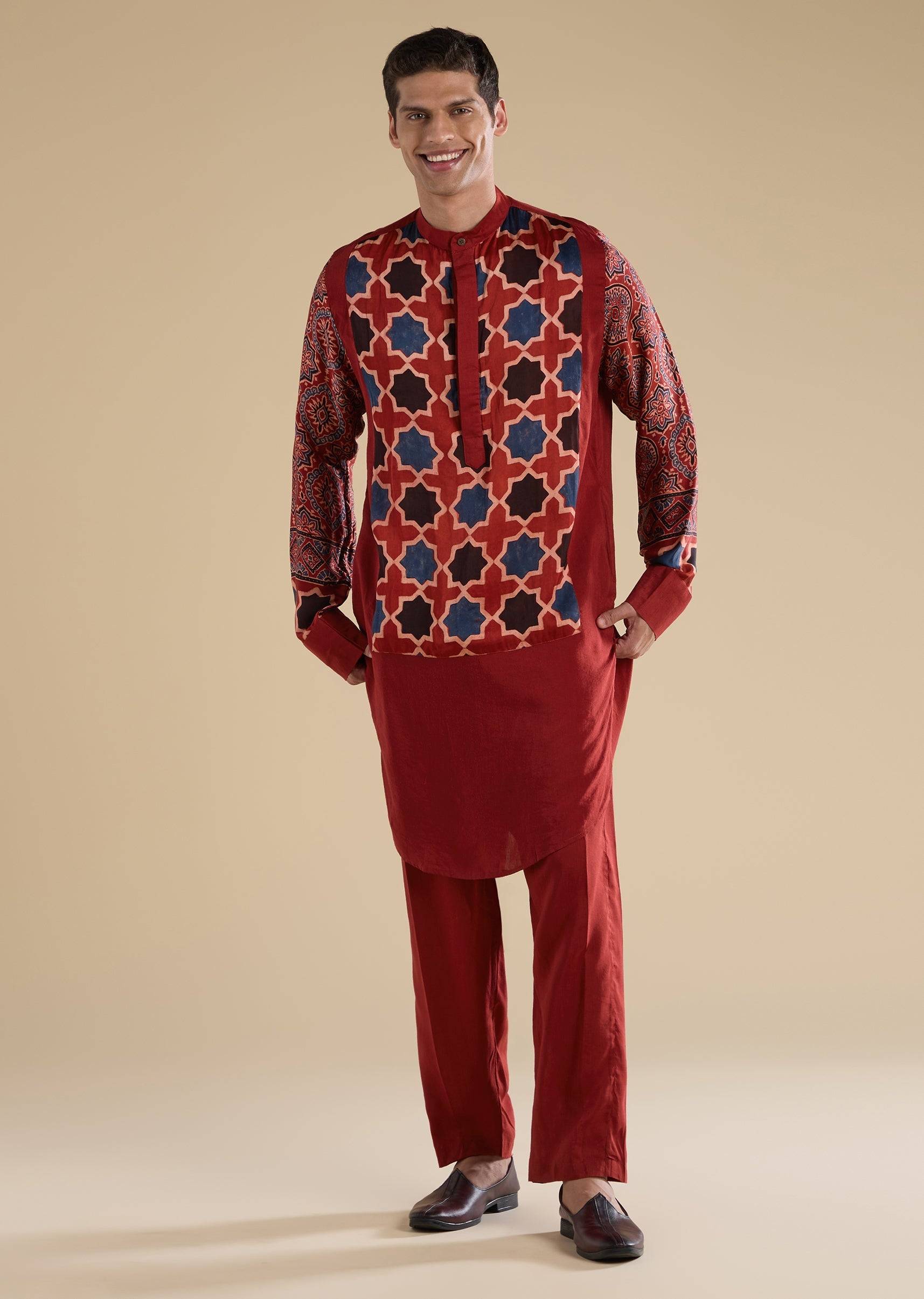 red-ajrakh-printed-kurta-set-sg349357-3 4f279bbe-55d3-4004-b9d9-2dc9fbbd078b