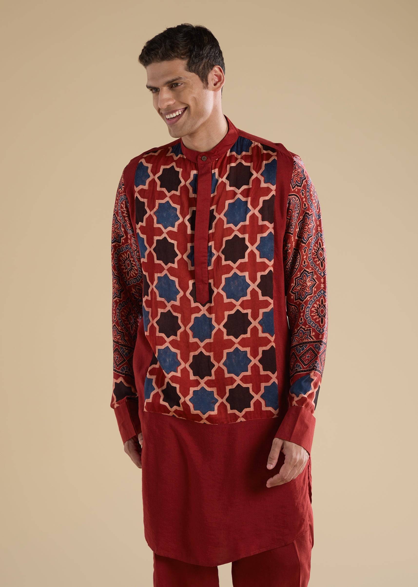 red-ajrakh-printed-kurta-set-sg349357-4 e57d6c65-767a-4d4e-a758-76c6c4836b36