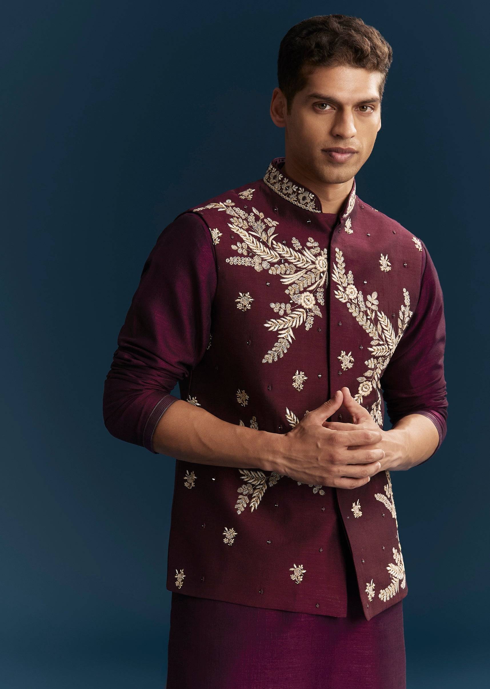 red-maroon-silk-kurta-jacket-set-with-thread-mirror-sequin-bead-work-sg374947-4 f7a427f4-1cca-4e6f-b837-b4da5b586358