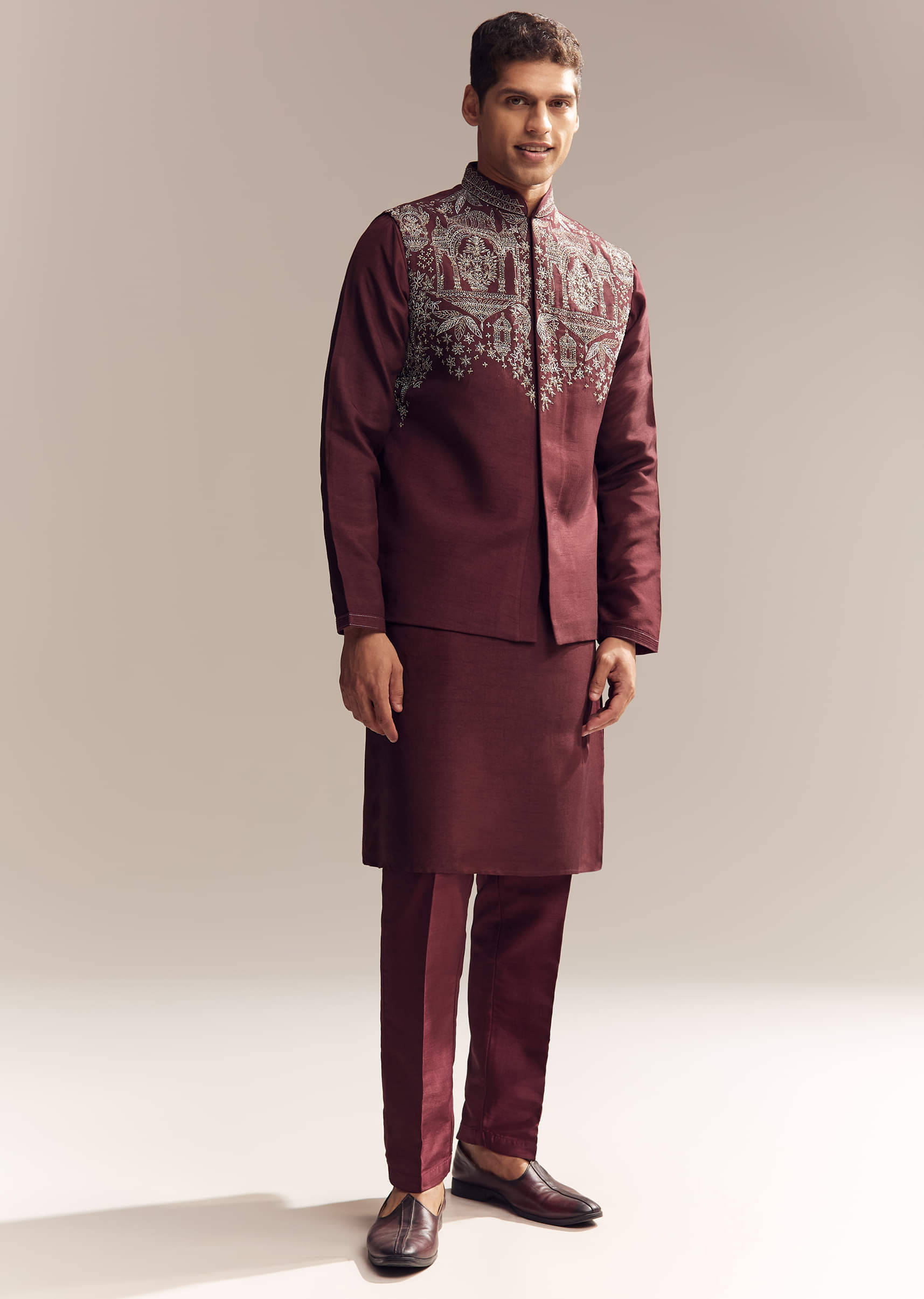 red-silk-kurta-jacket-set-for-men-with-heavy-hand-work-sg330382-3