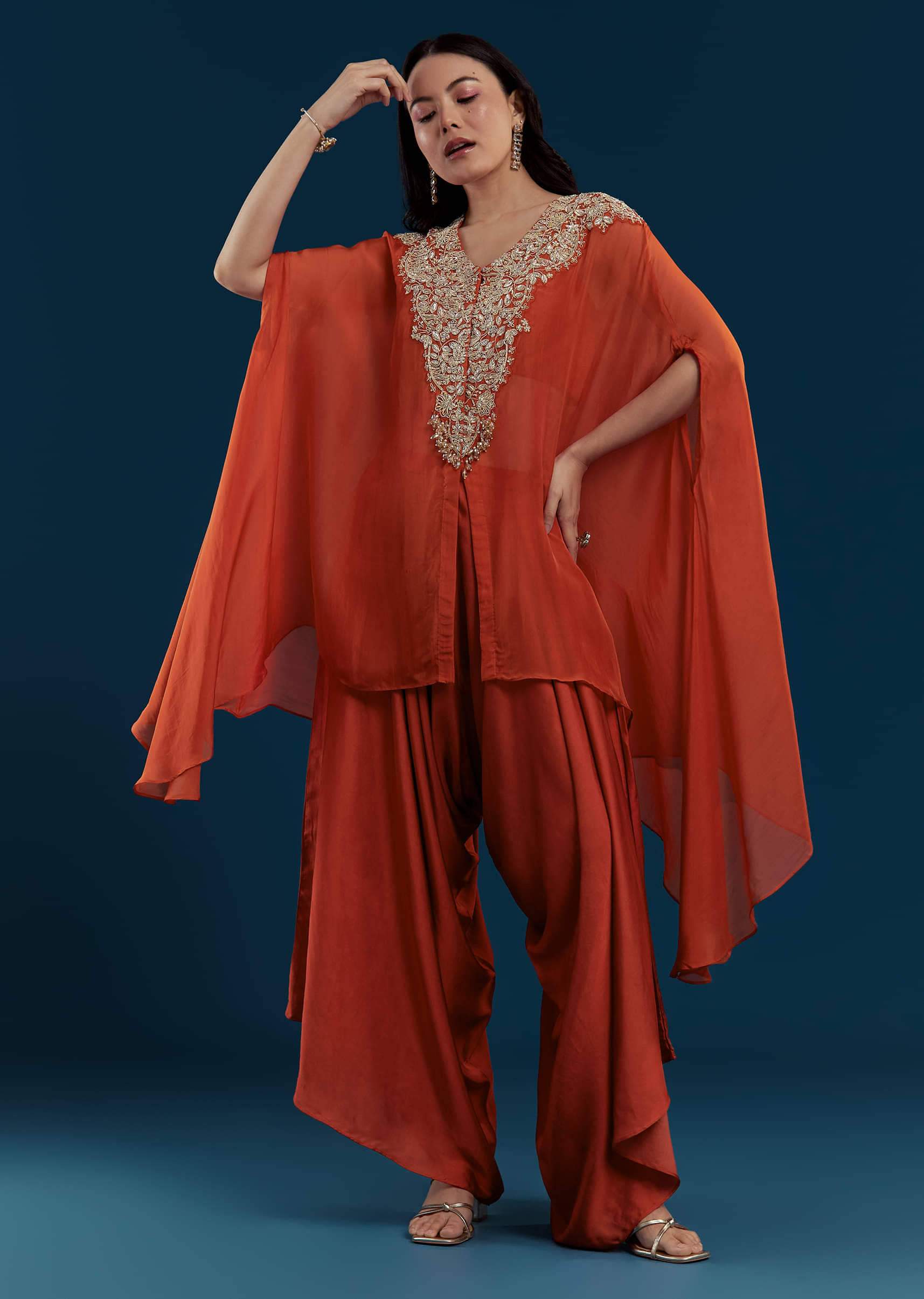 rust-cape-and-dhoti-set-with-zardozi-work-sg363948-3
