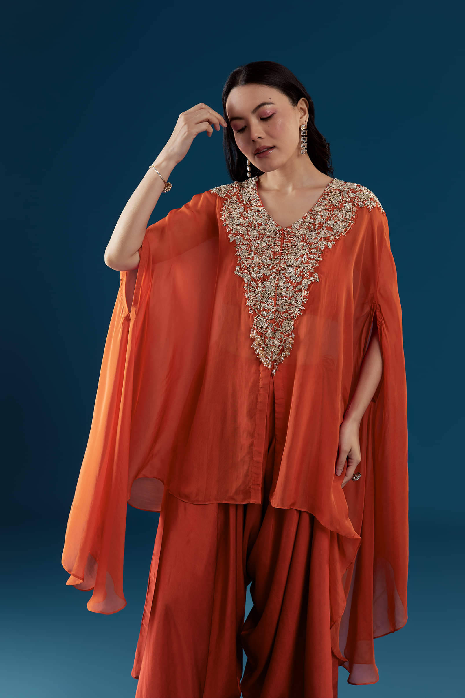 rust-cape-and-dhoti-set-with-zardozi-work-sg363948-4