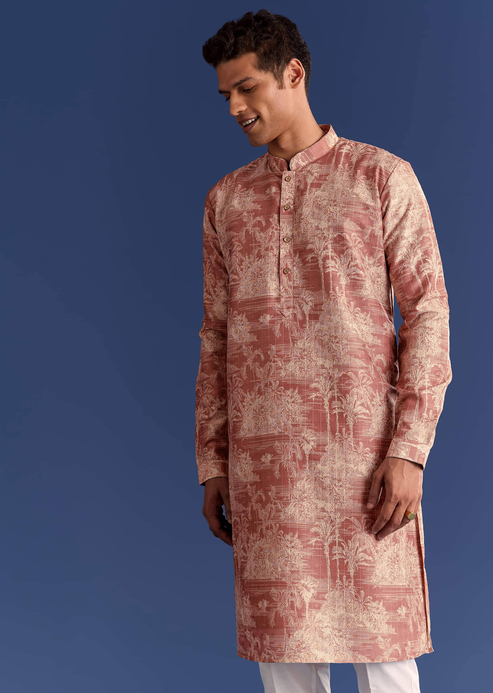rust cotton silk kurta jacket set with coastal print-sg309329-5 6