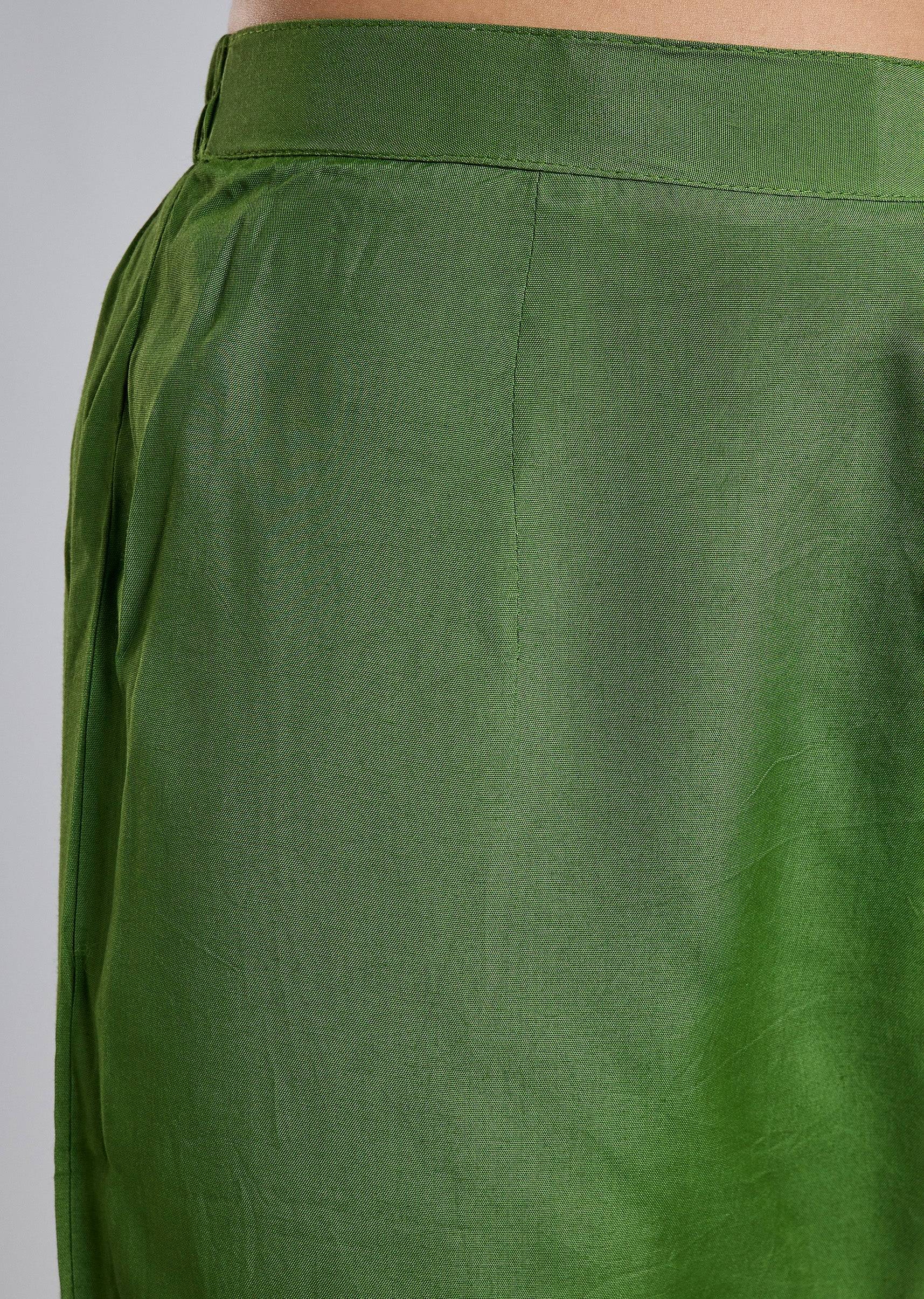 Green Patola Style Printed Anarkali Suit Set