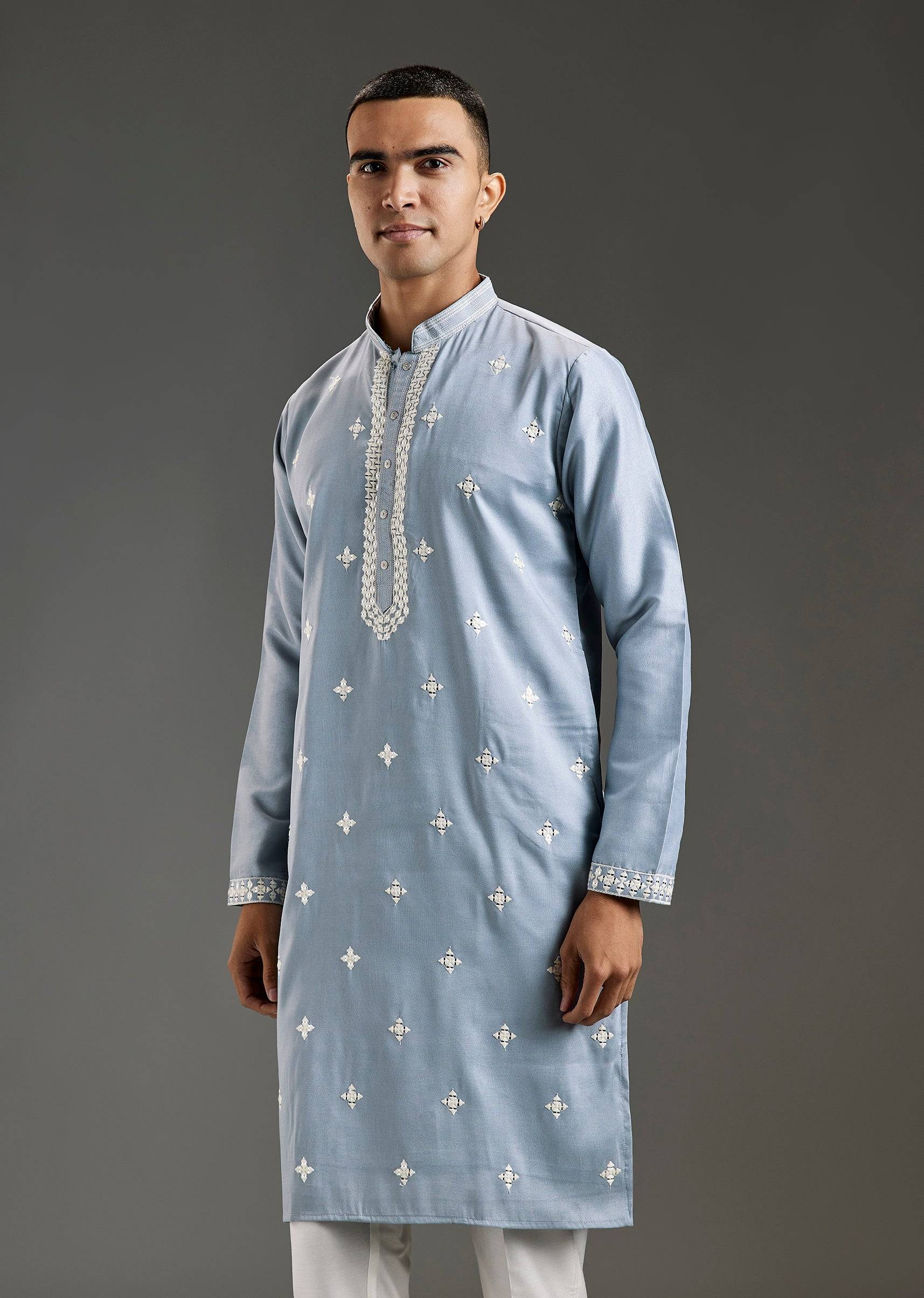 Blue Detailed Mirror Work Kurta Set