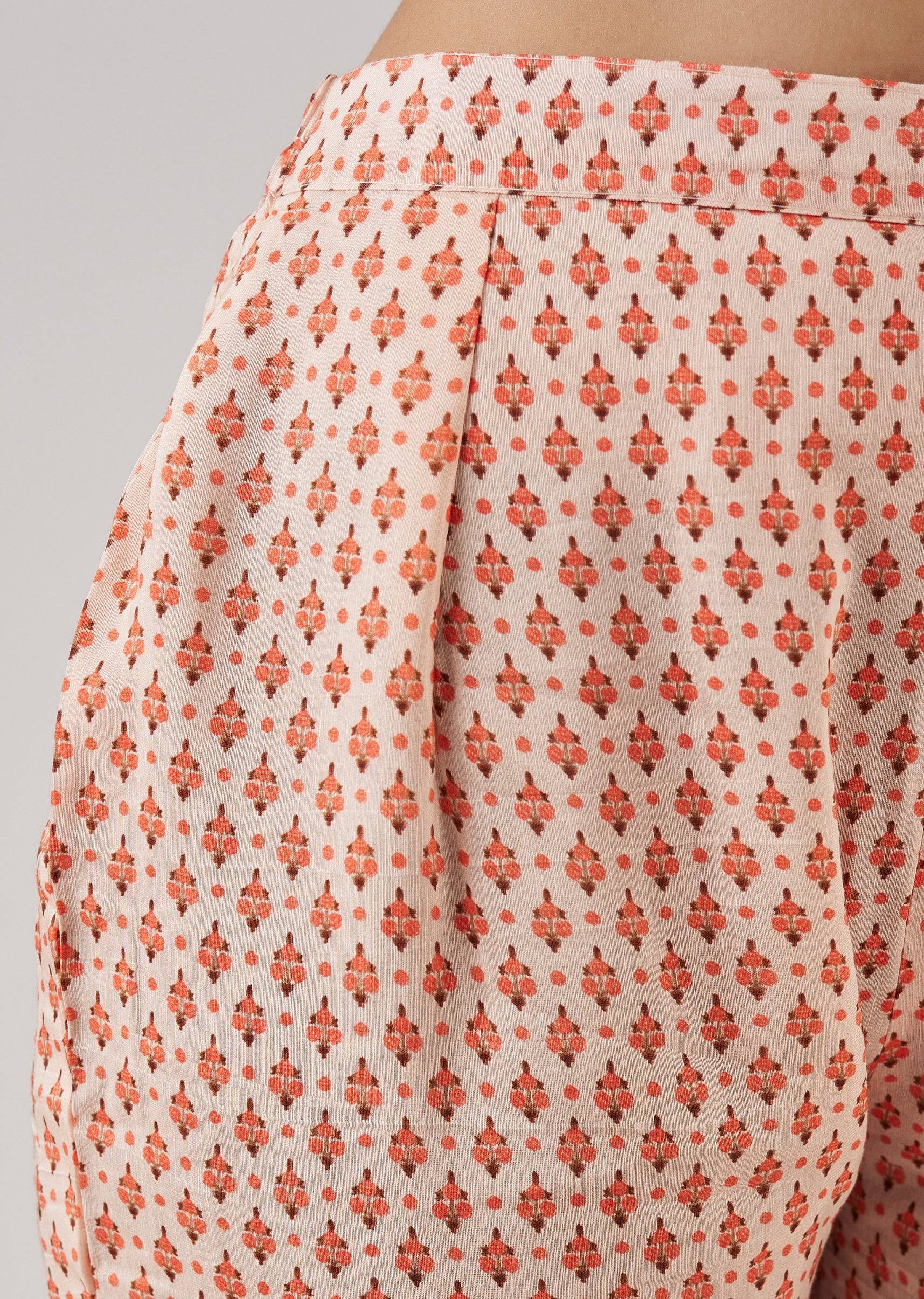 Peach Floral Co-ord Set With Cut Dana And Sequins Work