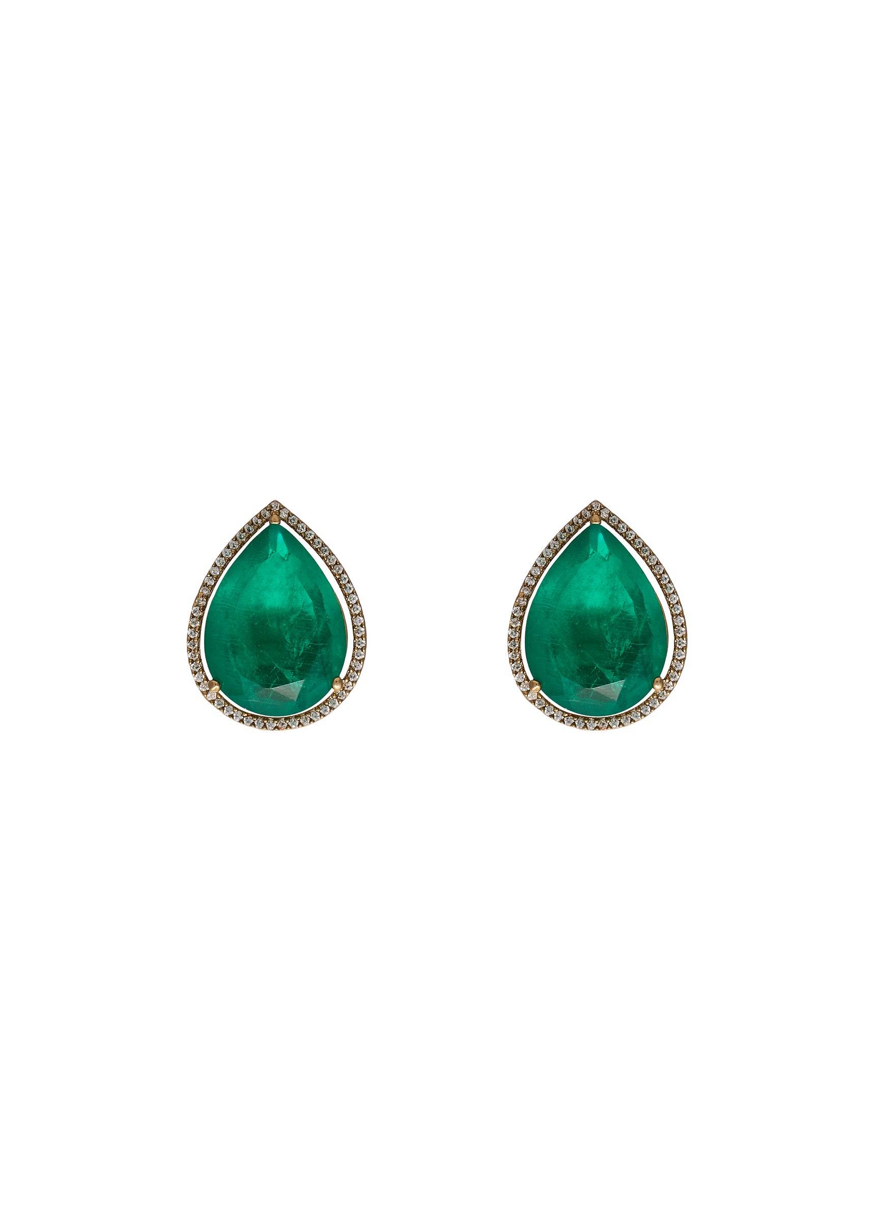 Emerald Green Stone Choker Set With Gold Finish