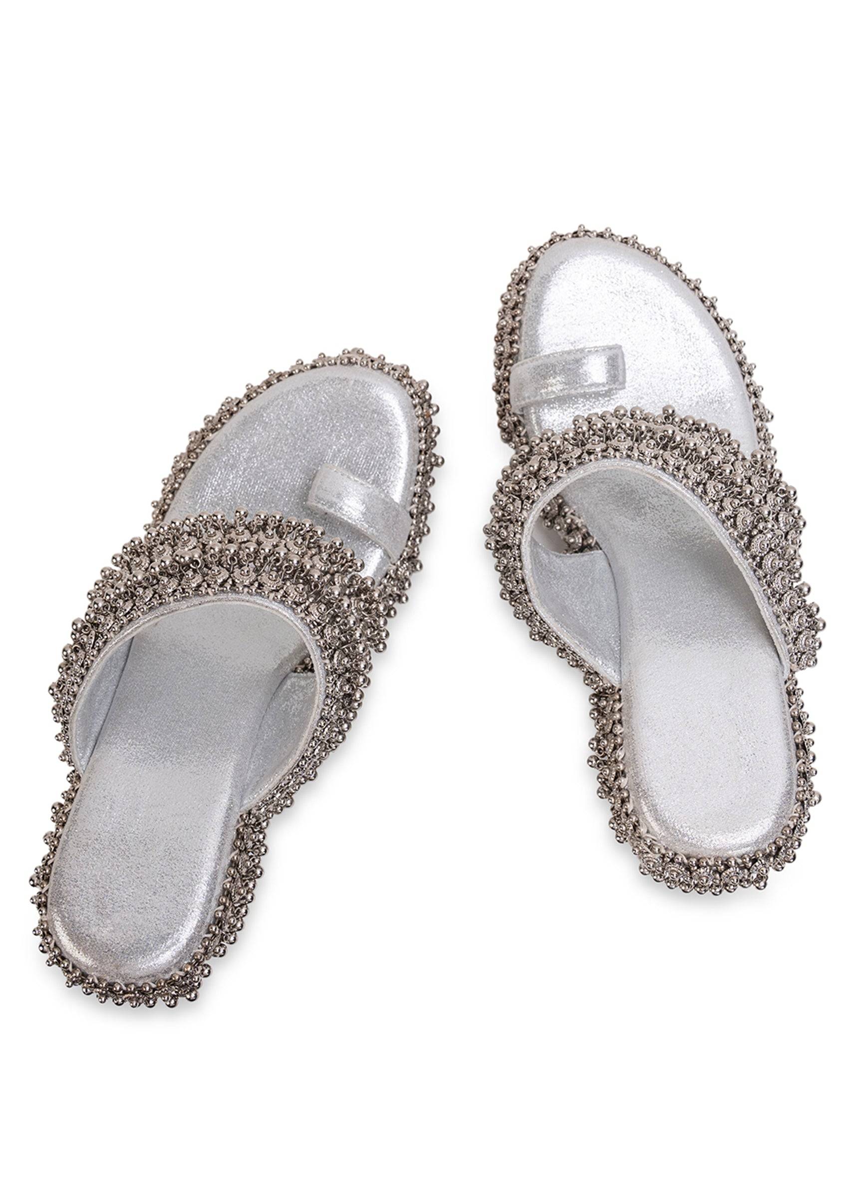 Silver Embellished Wedges