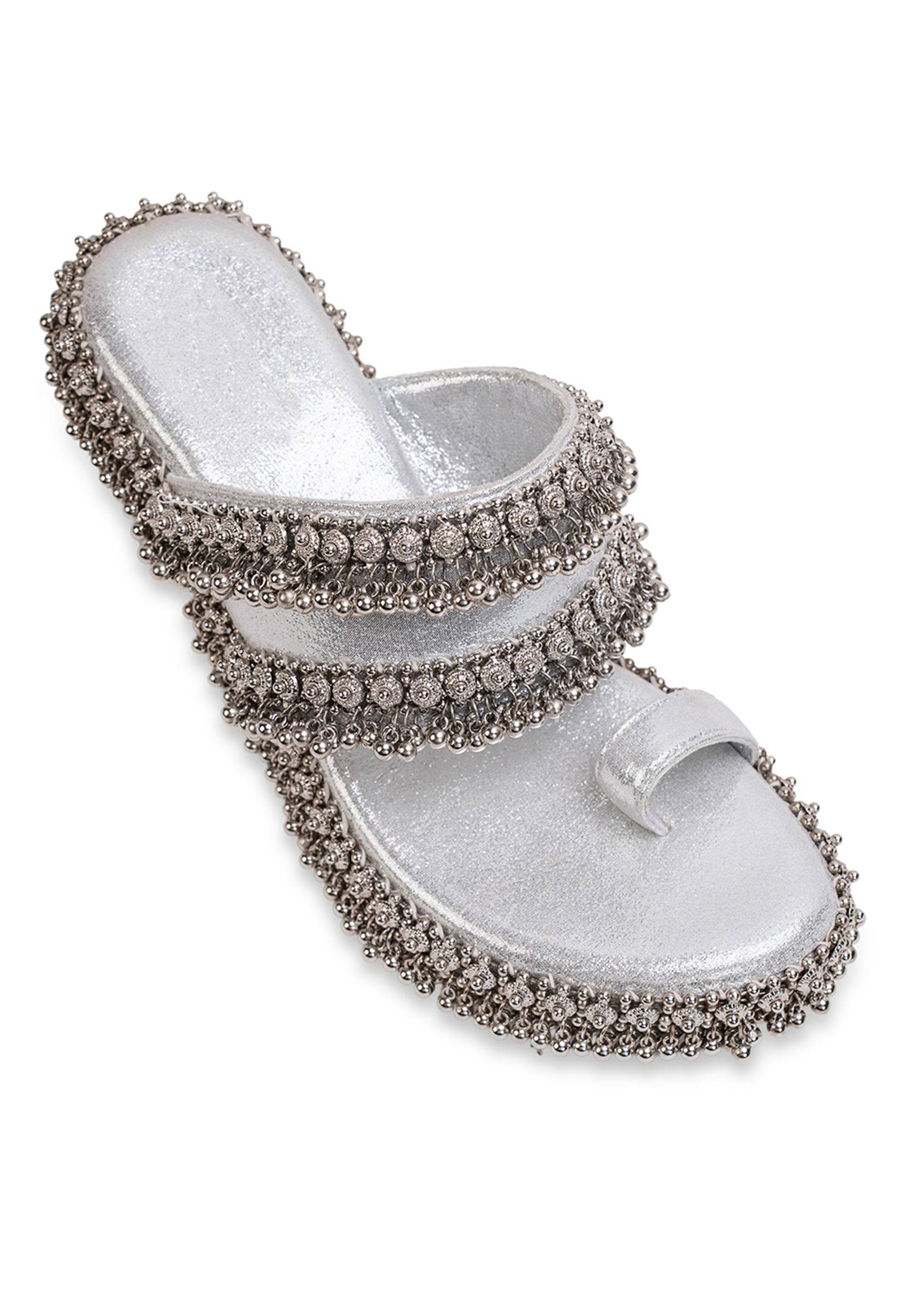 Silver Embellished Wedges