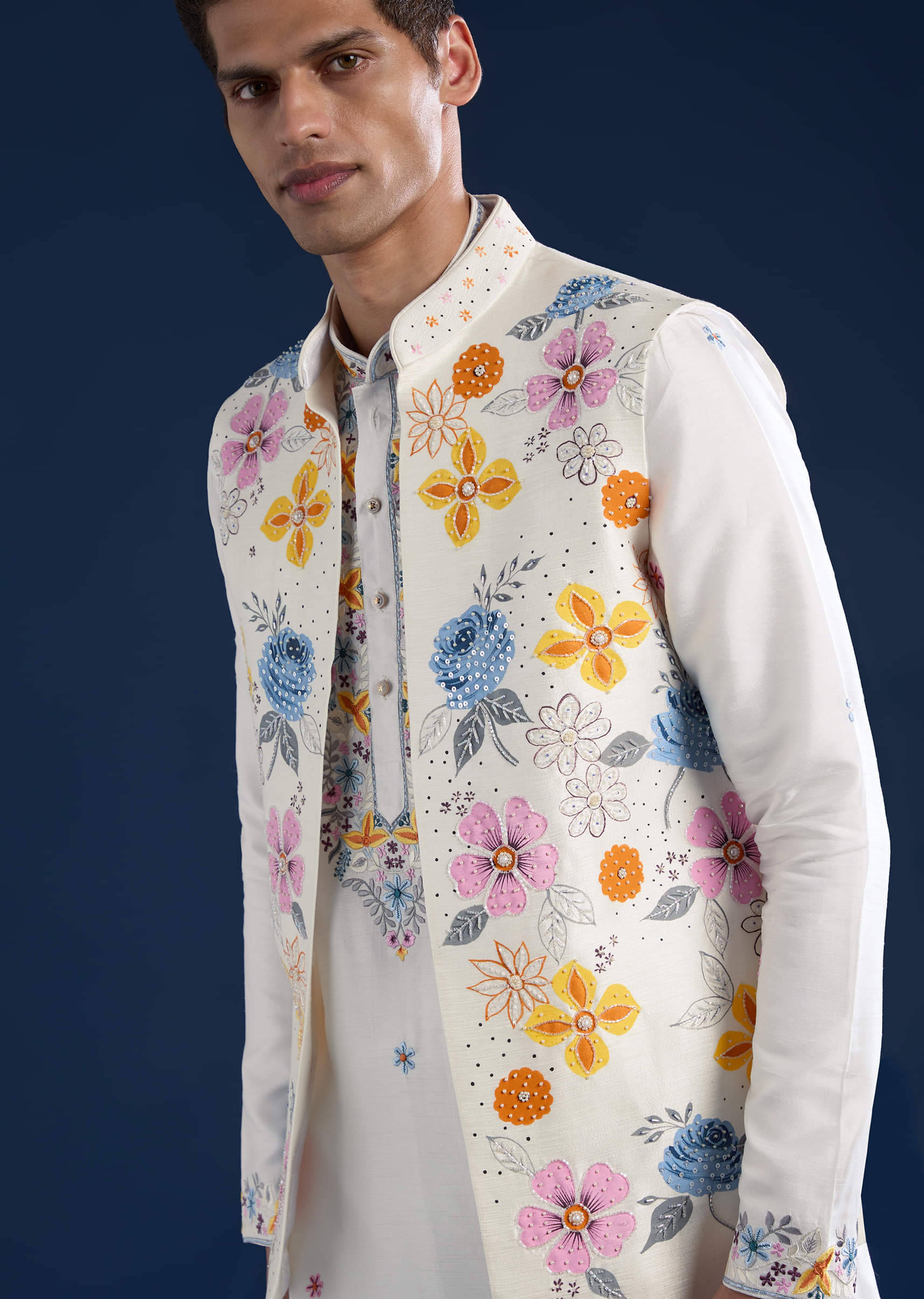 white-hand-painted-silk-jacket-kurta-set-with-cutdana-work-sg353021-2